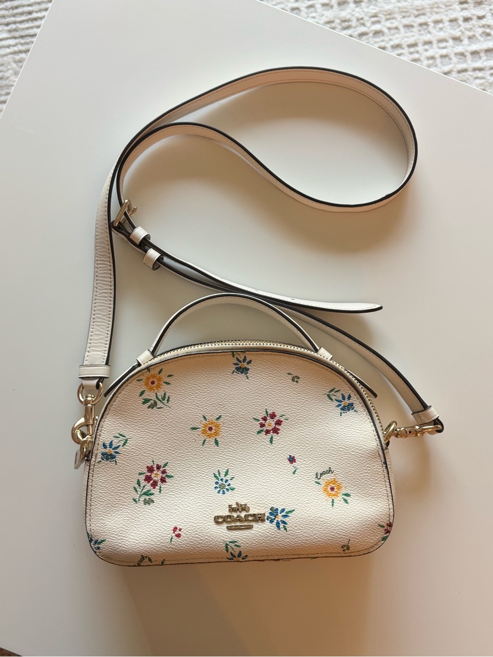 Coach Ivory Floral Mini Dome Crossbody Bag